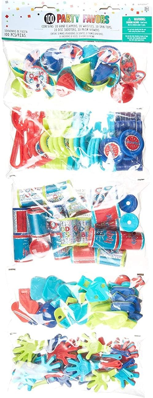 Mega Mix Assorted Plastic Toy Favors - 22"x9.25", 100-Piece Set - Fun Favors for Kids Parties and Events