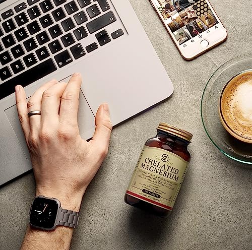 Solgar Chelated Magnesium, 100 Tablets - Patented, Highly Absorbable Form - Supports Nerve & Muscle Function - Promotes Healthy Bones - Non-Gmo, Vegan, Gluten Free, Dairy Free, Kosher - 25 Servings #TOP4