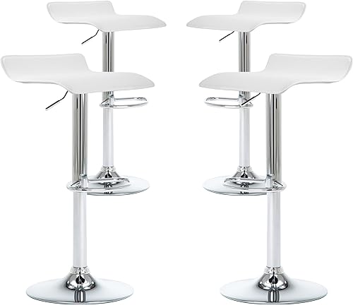 Miniatura 8 de NOBPEINT Taburete de bar giratorio ajustable con elevación de aire cromado contemporáneo, juego de 2, color blanco Blanco,Todo negro,Negro