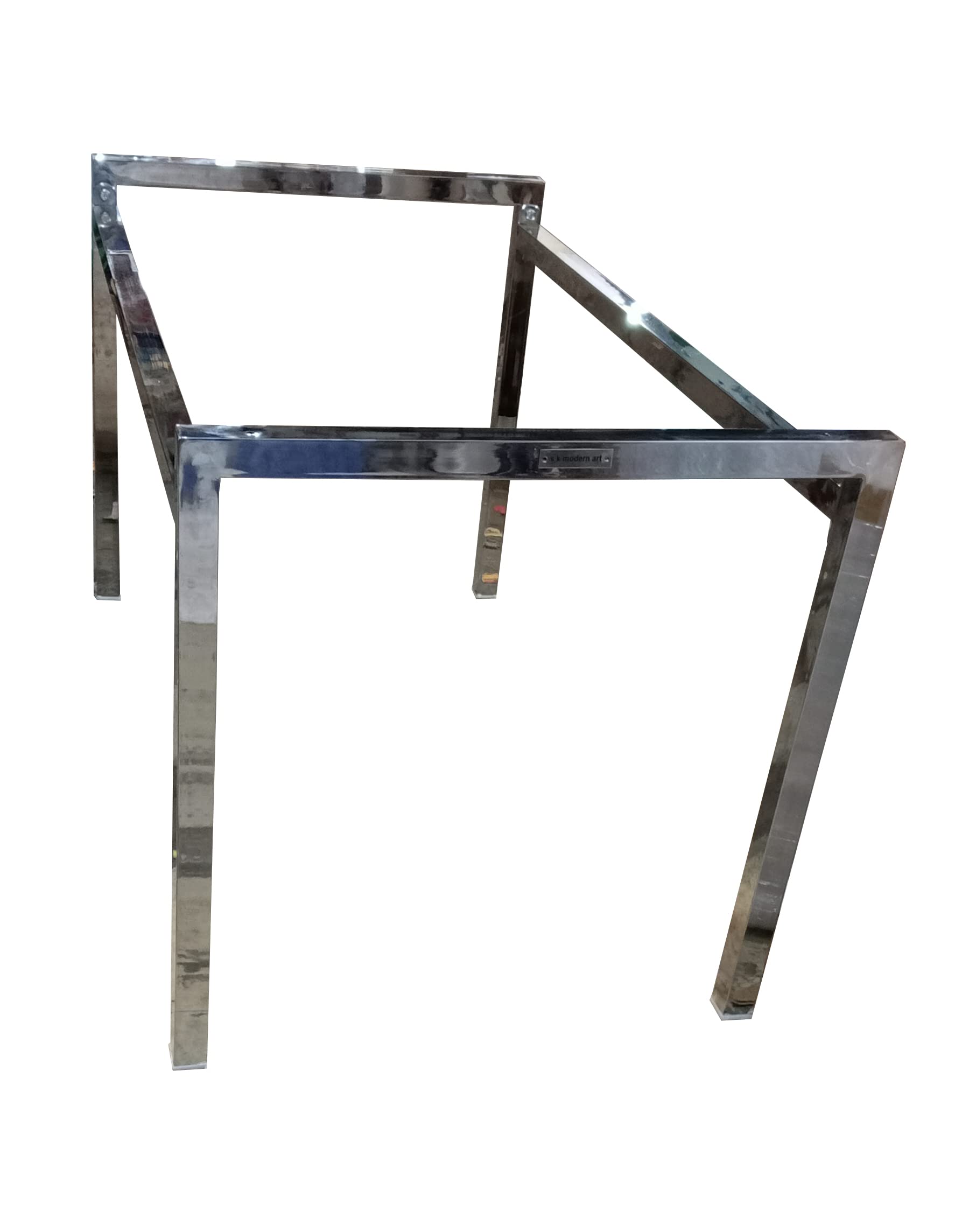 s k grill art® Dining Table Stainless Steel Frame with 12mm Toughened Glass (Clear Glass, 2.5 x 4 feet) 2