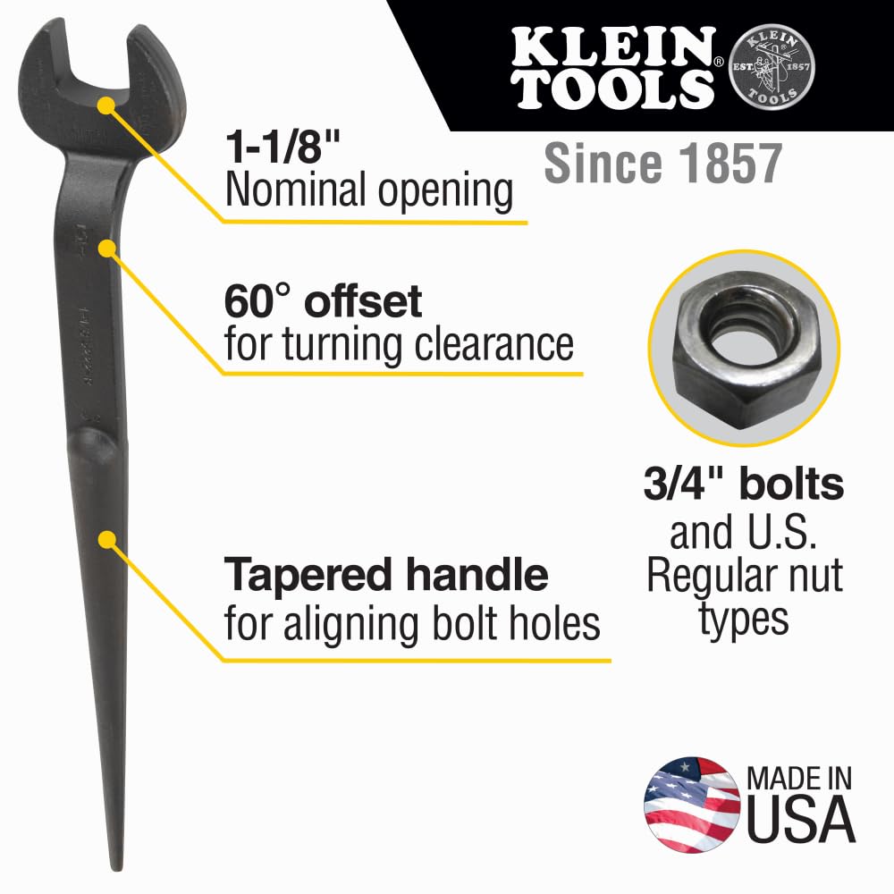 Klein Tools 3222 3/4-Inch Bolt Erection Wrench for U.S. Regular Nut, Black - Image 2