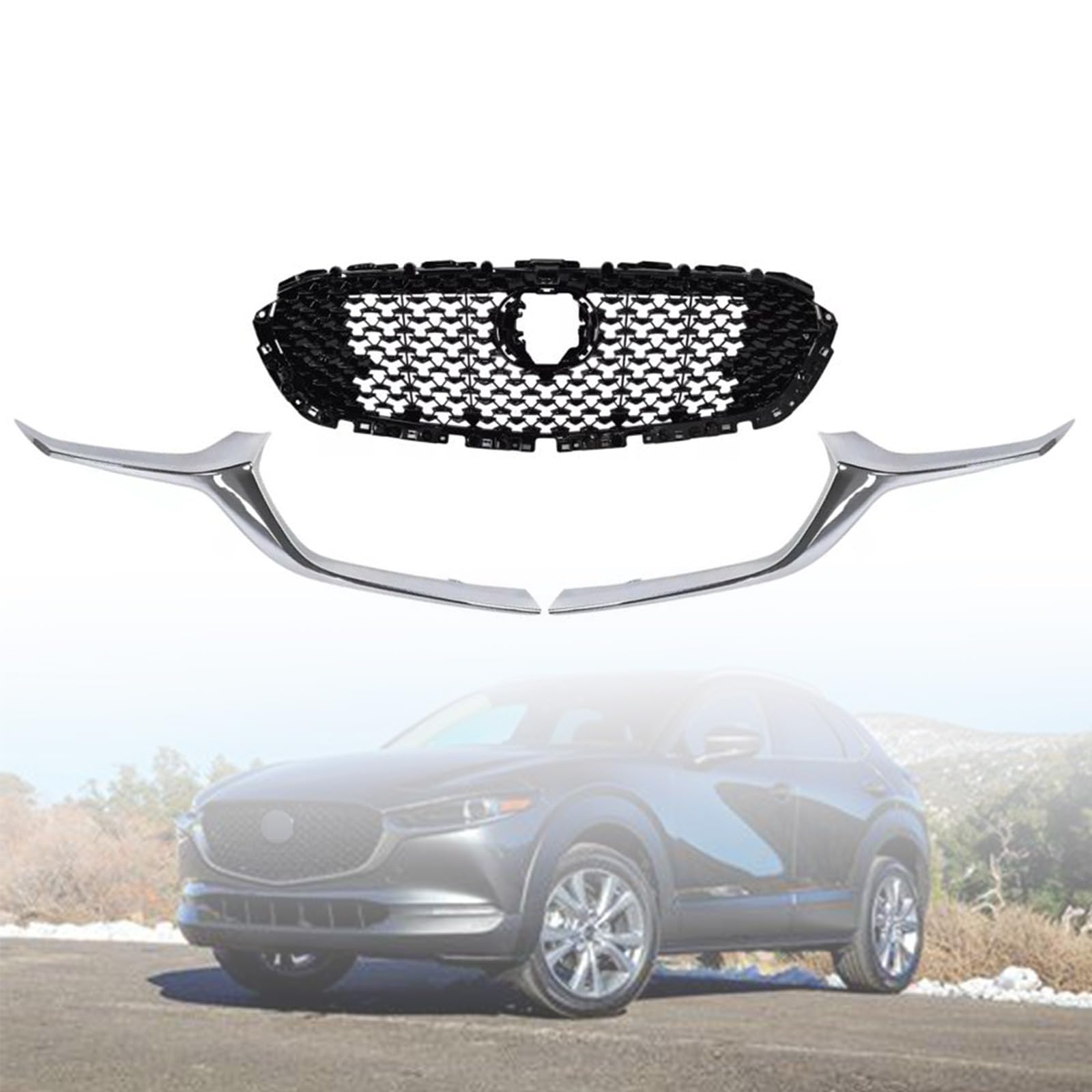 Fits 2020-2023 Mazda CX-30 Front Grille Assembly With Grille Molding