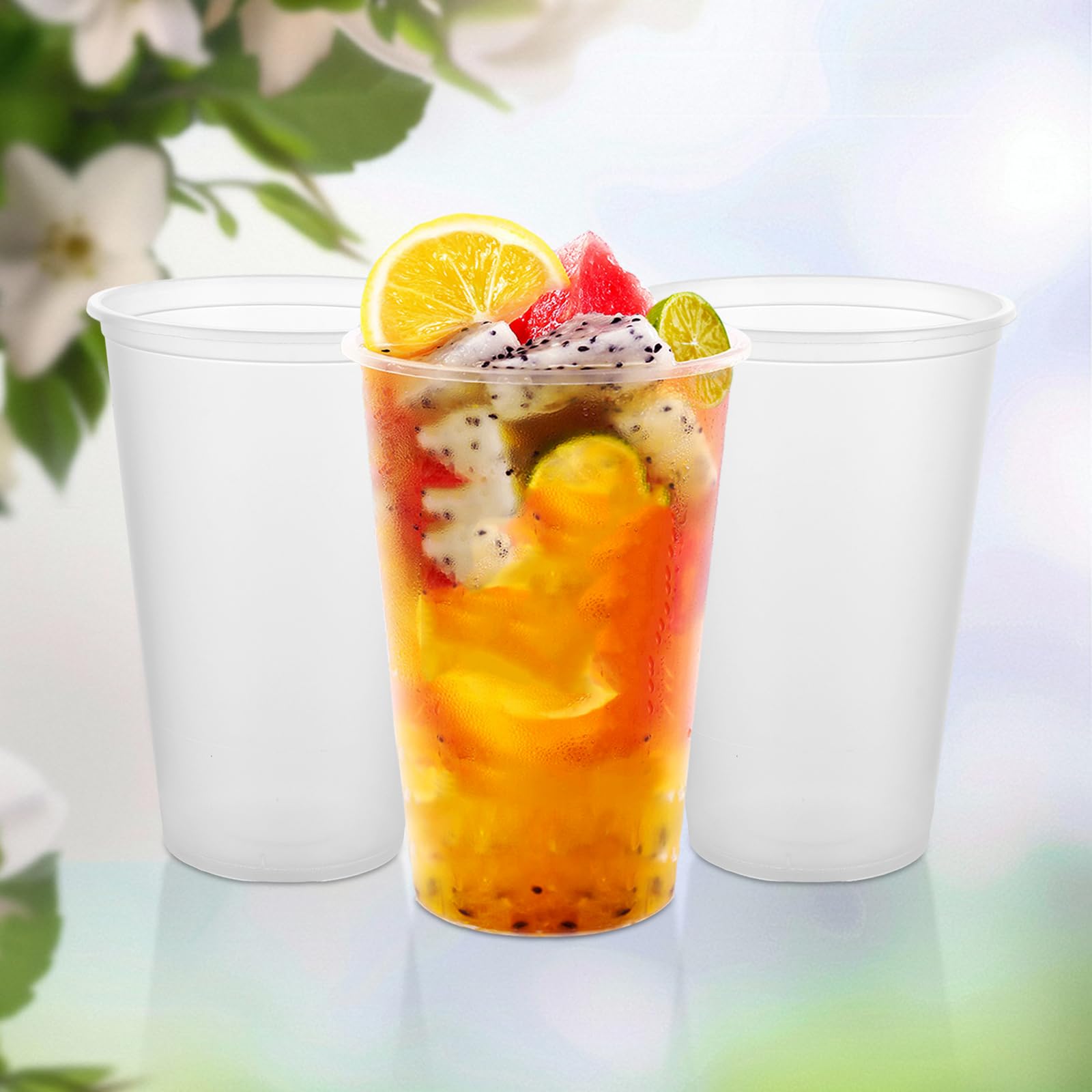 100 bicchieri di plastica, 400 ml, in plastica dura, da 0,4 l, riutilizzabili, per feste