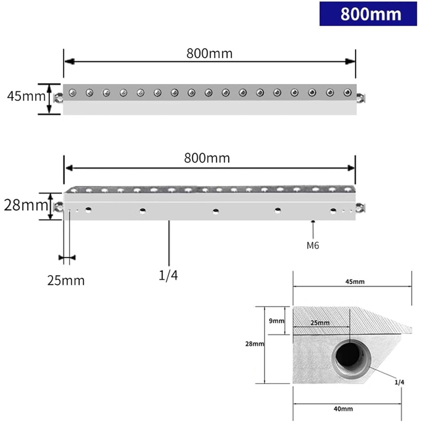 Soplador de cuchillo de aire industrial, interfaz de rosca de 1/4 pulgadas, para soplado de polvo, compatible con compresor de aire