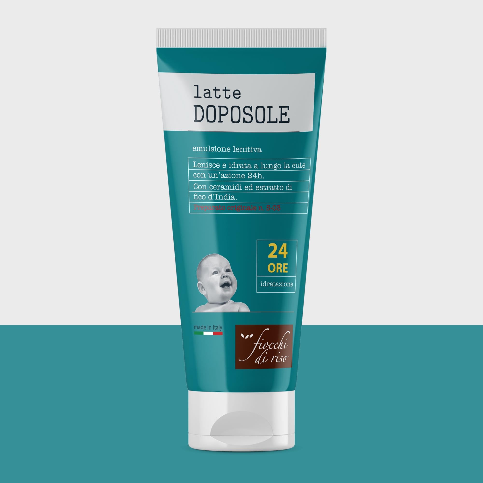 Fiocchi di Riso - Latte DOPOSOLE - 140ml - IDRATAZIONE - Ideale per lenire ed idratare la cute a lungo, fino a 24h. Con ceramidi ed estratto di fico d'india. Pack riciclato