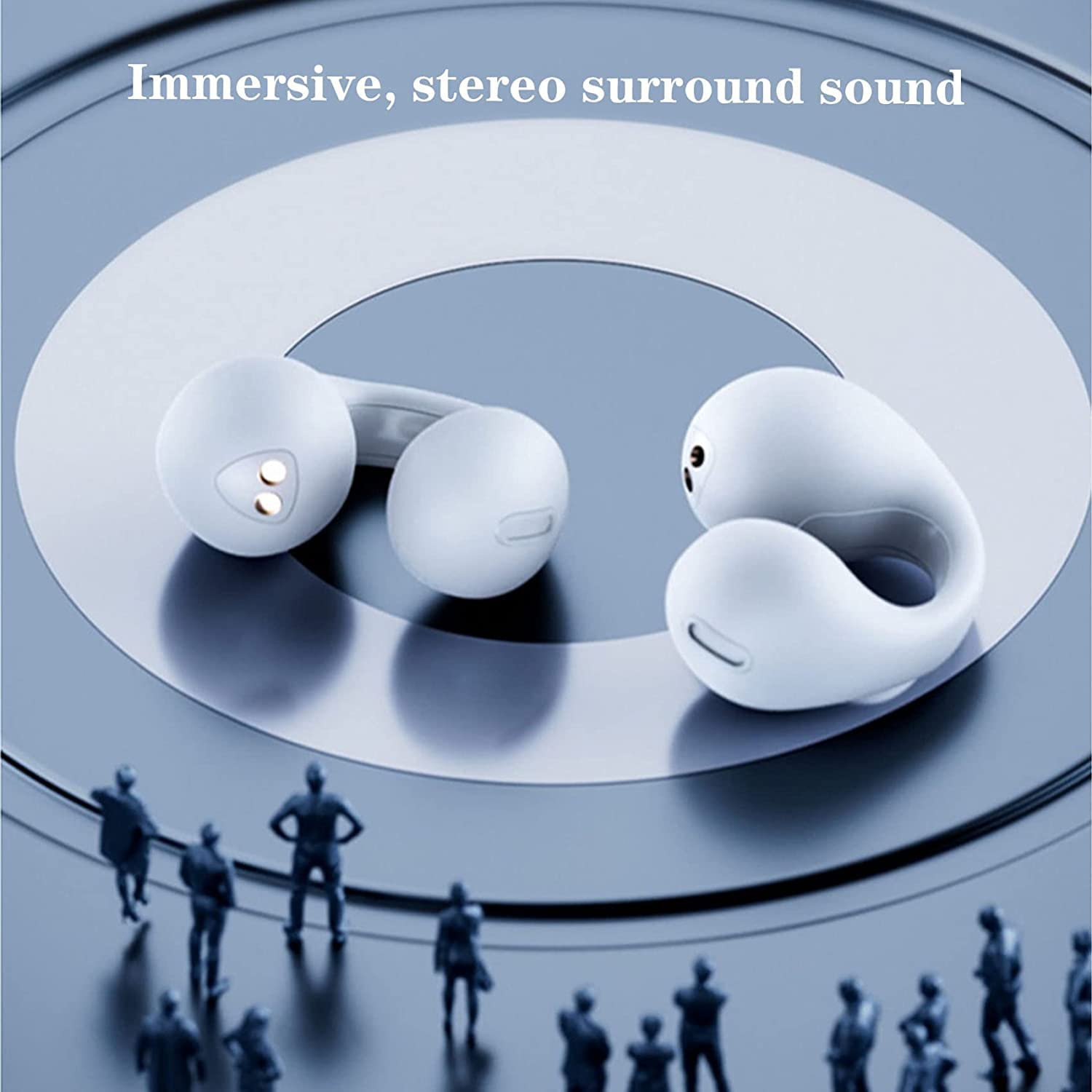 Auriculares inalámbricos de conducción ósea con Clip para la Oreja, miniauriculares de conducción ósea, Auriculares de Oreja Abierta Bluetooth inalámbrico para Correr Deportes (Negro)