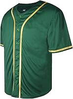 Rioofinx Blank Baseball Jersey Men Plain Button Down Short Sleeve Hipster Hip Hop Sports Uniform