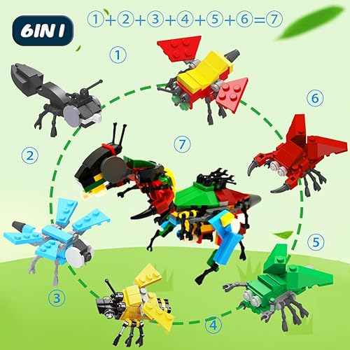 Miniatura 4 de WODMAZ Paquete de 24 bloques de construcción de insectos, animales de insectos, juguete de construcción para regalos de Pascua, premios en el aula,