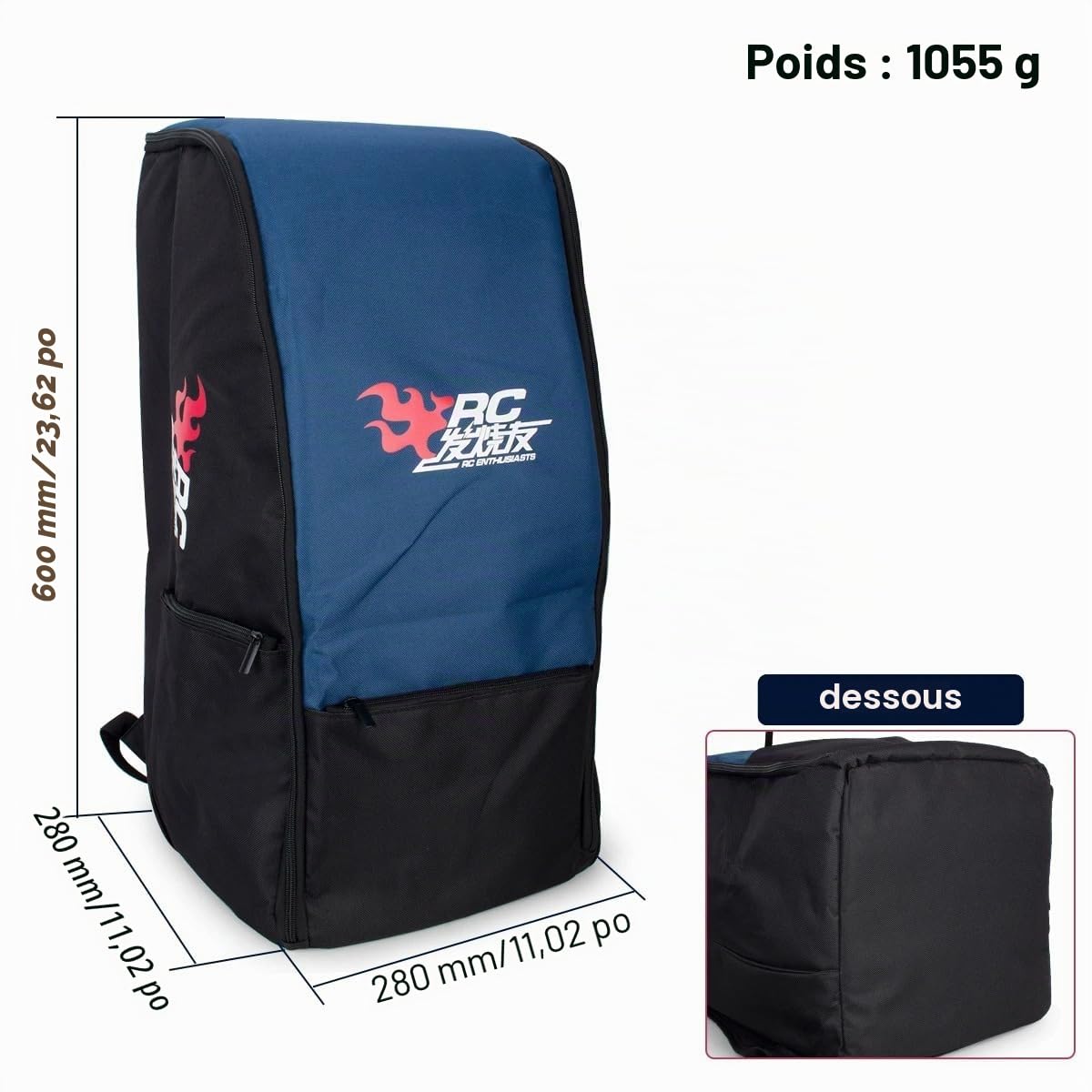 Sac à dos étanche pour voiture télécommandée avec support de planche en polypropylène et plusieurs poches pour outils et accessoires pour Axial SCX10 Capra & TRX4 TRX6 Échelle 1/10 RC Crawler Buggy