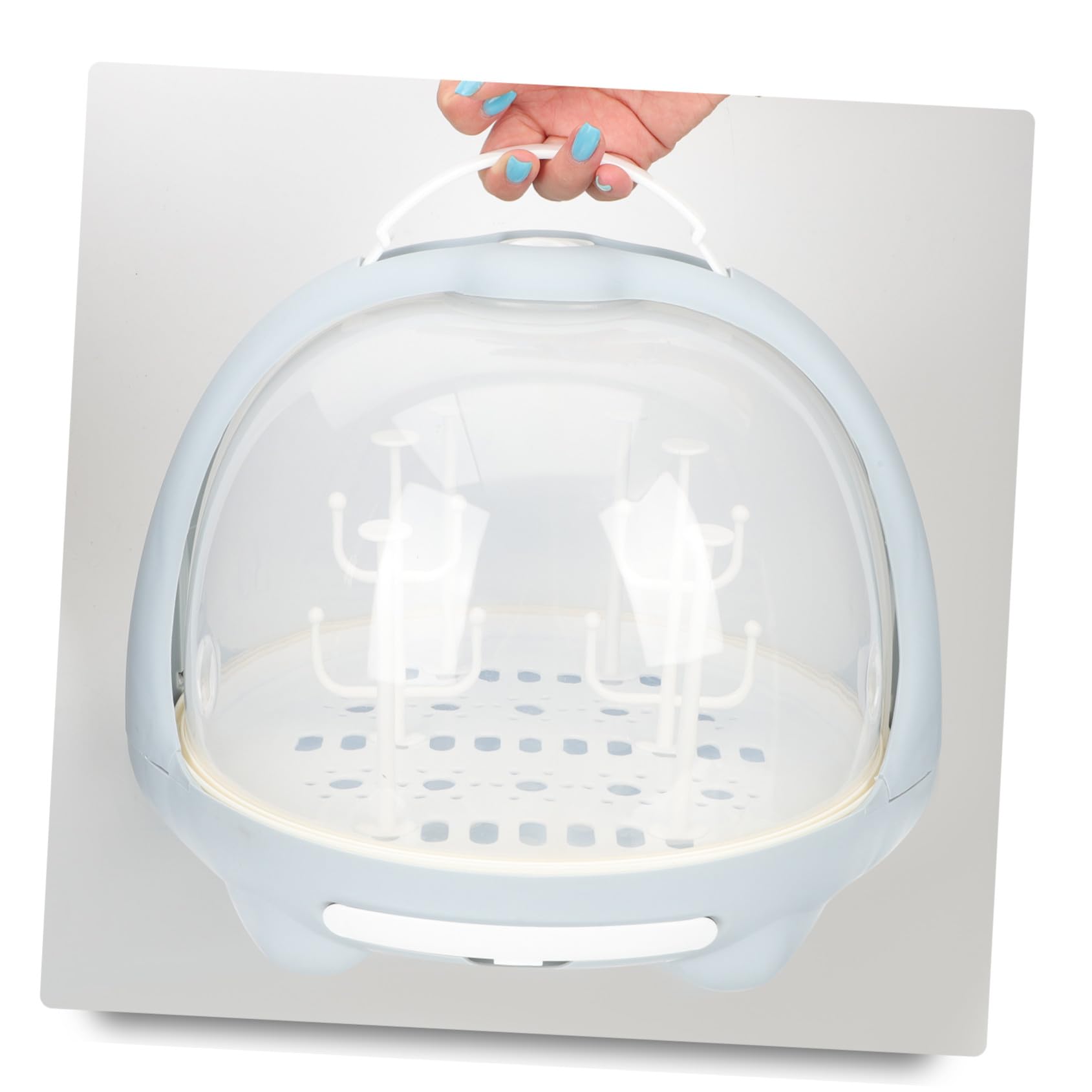 Égouttoir Biberon Bleu en PP Surface Lisse, Boîte de Rangement Facile à Sécher pour Vaisselle Bébé, pour Organiser et Sécher Biberons Cuisine
