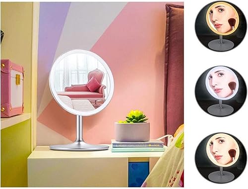 Miniatura 5 de DHAEY Lighted Makeup Mirror, 21 LED Cosmetic Mirror t-Button Screen Dimming 360 Rotation with Stand Charging Vanity Mirror USB Charging