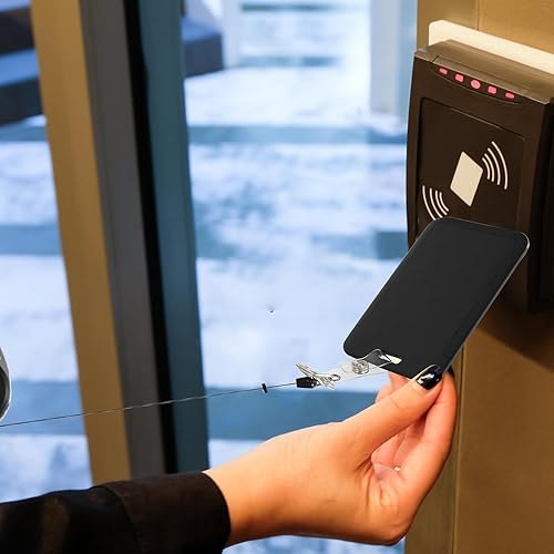 Miniatura 5 de Soporte retráctil para tarjetas de identificación con cordón separable, carrete de credencial resistente, llavero desmontable, soporte para tarjetas