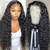 MEGALOOK Lace Front Wigs Human Hair Wigs 16inch Water Wave Human Hair Lace Front Wigs For Black Women Transparent Lace Wigs Pre Plucked Hairline with Baby Hair
