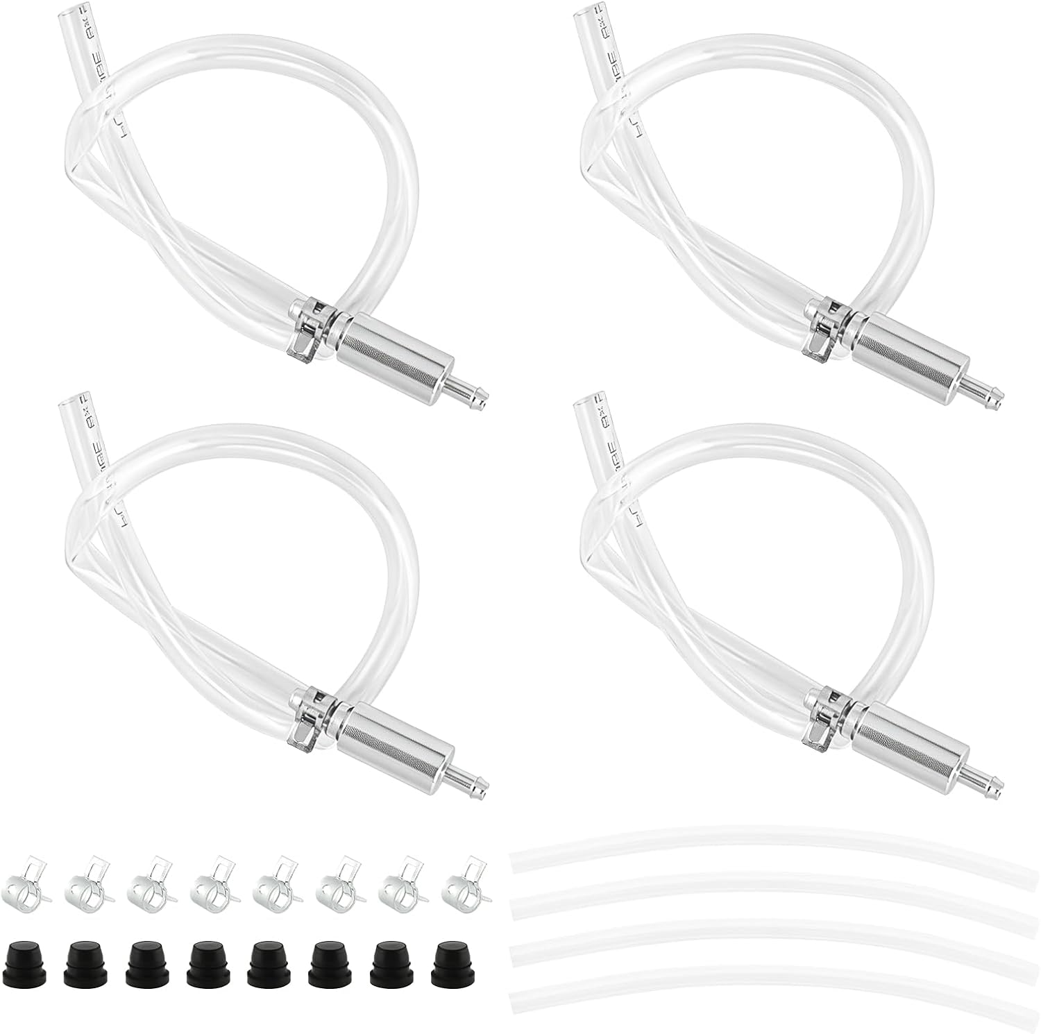 Brake Bleeder Hose Kit, 4 Pcs One Way Check Valve Bleeding Tubes with Rubber & Metal Clips, Fluid Bleeder Kit for Car Motorcycle Brake and Clutch Hydraulic System Bleeding, 4mm and 5.5mm ID