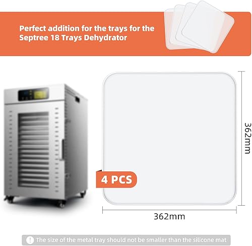 Miniatura 6 de Septree Hojas grandes de rollos de frutas, 4 unidades Alfombrillas deshidratadoras de silicona antiadherentes con borde para cuero de frutas secas,