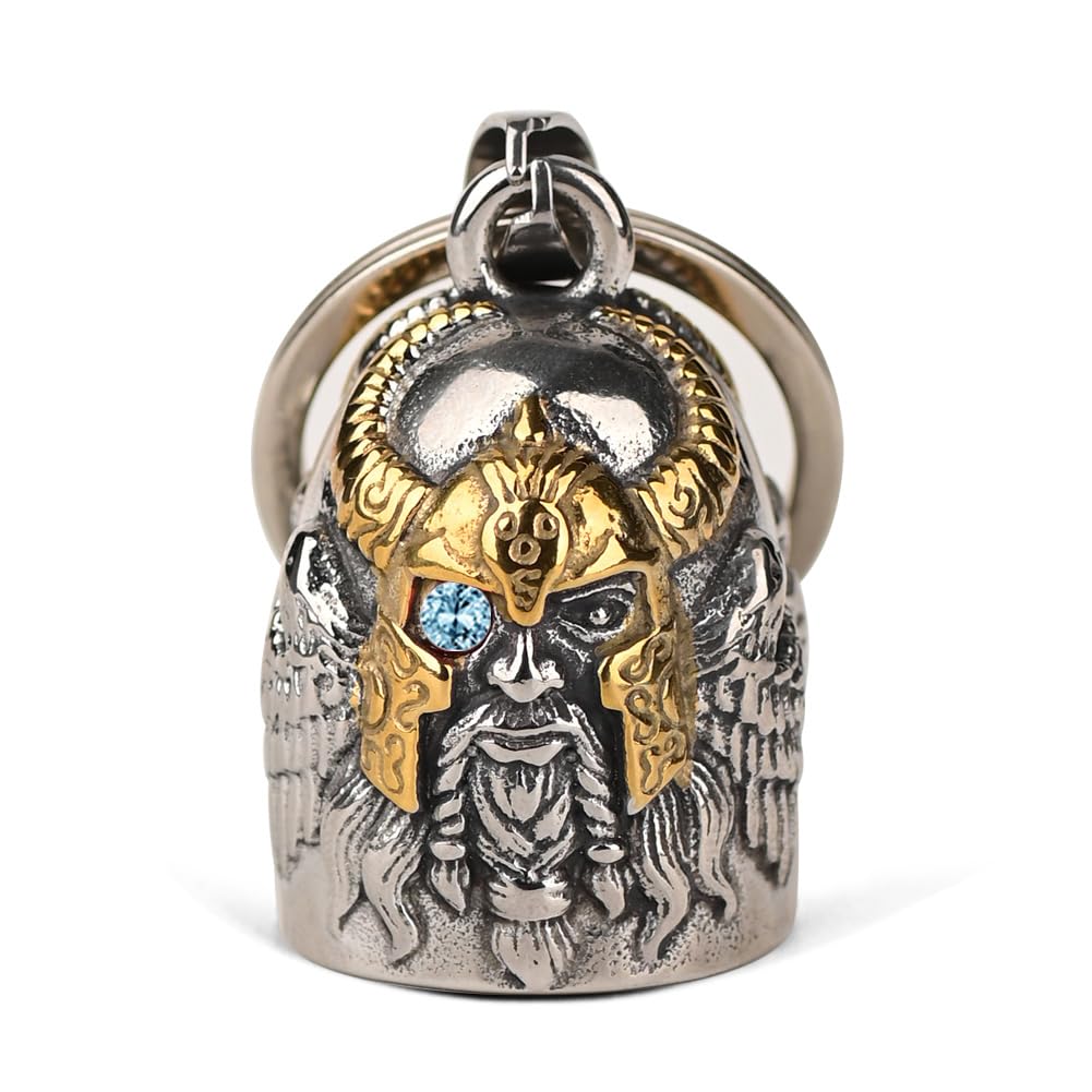 MidSmile Birthstone Odin Guardian Bell for Motorbikes: Viking Gremlin Bell Motorcycle, Keychain Key Rings Motorbike Accessories Lucky Viking Gifts for Men and Women