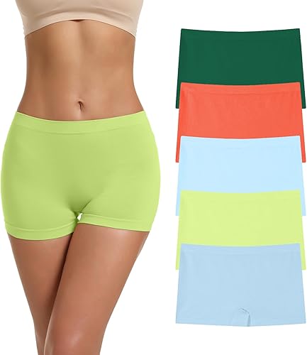 DEEP TOUCH Pantalones cortos de algodón para mujer, ropa interior tipo bóxer de 3 pulgadas de entrepierna, paquete de 5 unidades (talla regular y