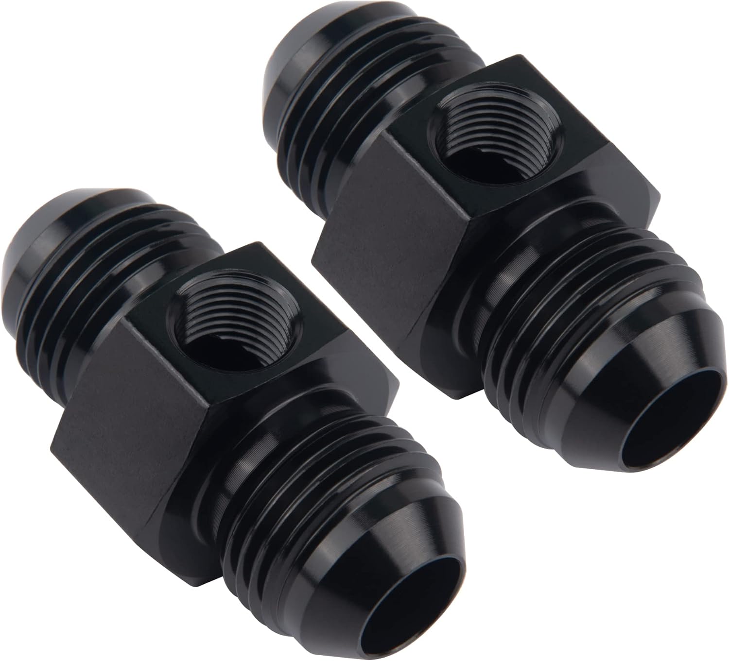 EVIL ENERGY 8AN Male to 8AN Male Union with 1/8 NPT Port Fitting 2PCS Bundle with Adjustable 3AN-16AN Wrench Aluminum Red