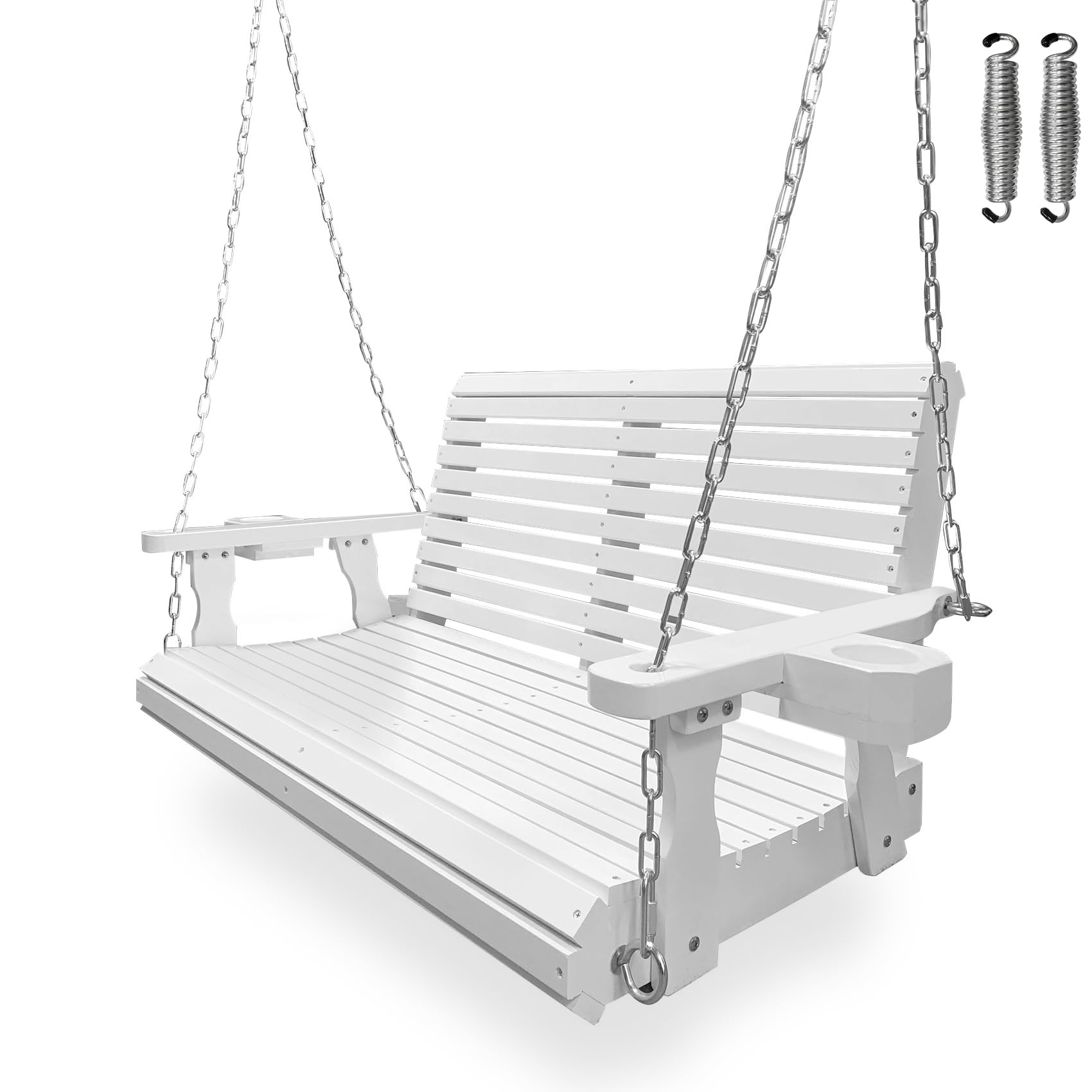 Fortune Candy Wooden Porch Swing, Snow White, 4 FT Extra Large
