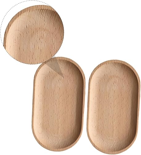 Miniatura 7 de BESTonZON 2 unids Haya Palet Café Decoración Bandejas de Frutas Mini Platos Tablero de Madera Plato de Pasta Plato de Madera Bandeja de Cena Vajilla