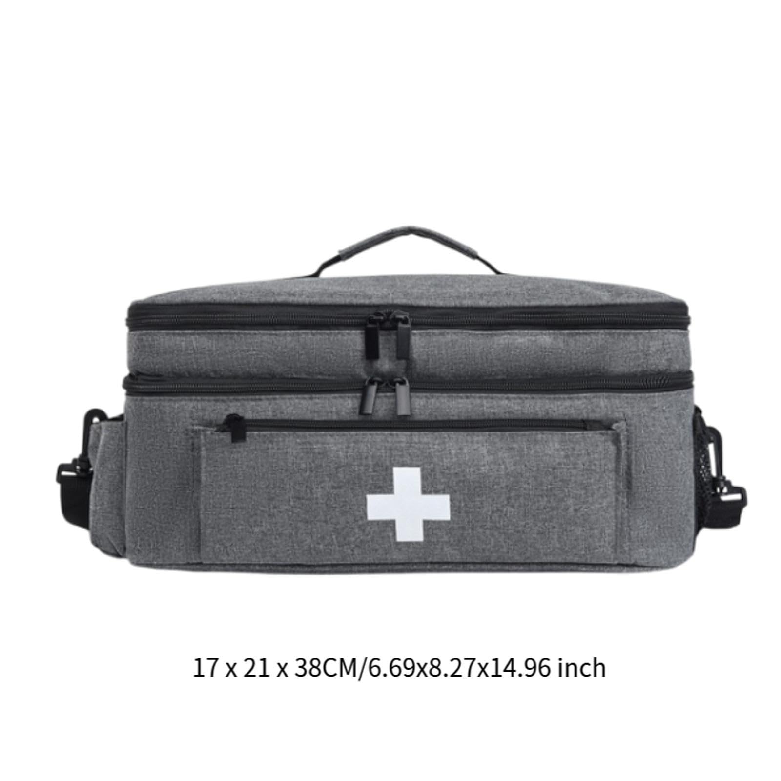 Bolsa de primeros auxilios, bolsa de almacenamiento vacía, cremallera suave, bolsa de emergencia, kit de emergencia, organizador para exteriores, hogar, senderismo (gris)