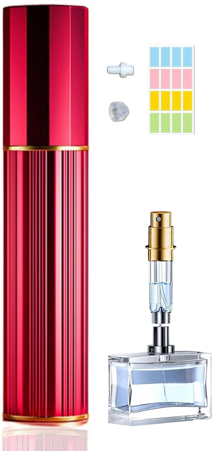 Travelofo 10ML Parfüm Abfüller, Parfümzerstäuber Nachfüllbar, Befülltechnik Ohne Trichter Leer Parfüm Zerstäuber Sprühflasche für Reise Handtasche Unterwegs (Rot)