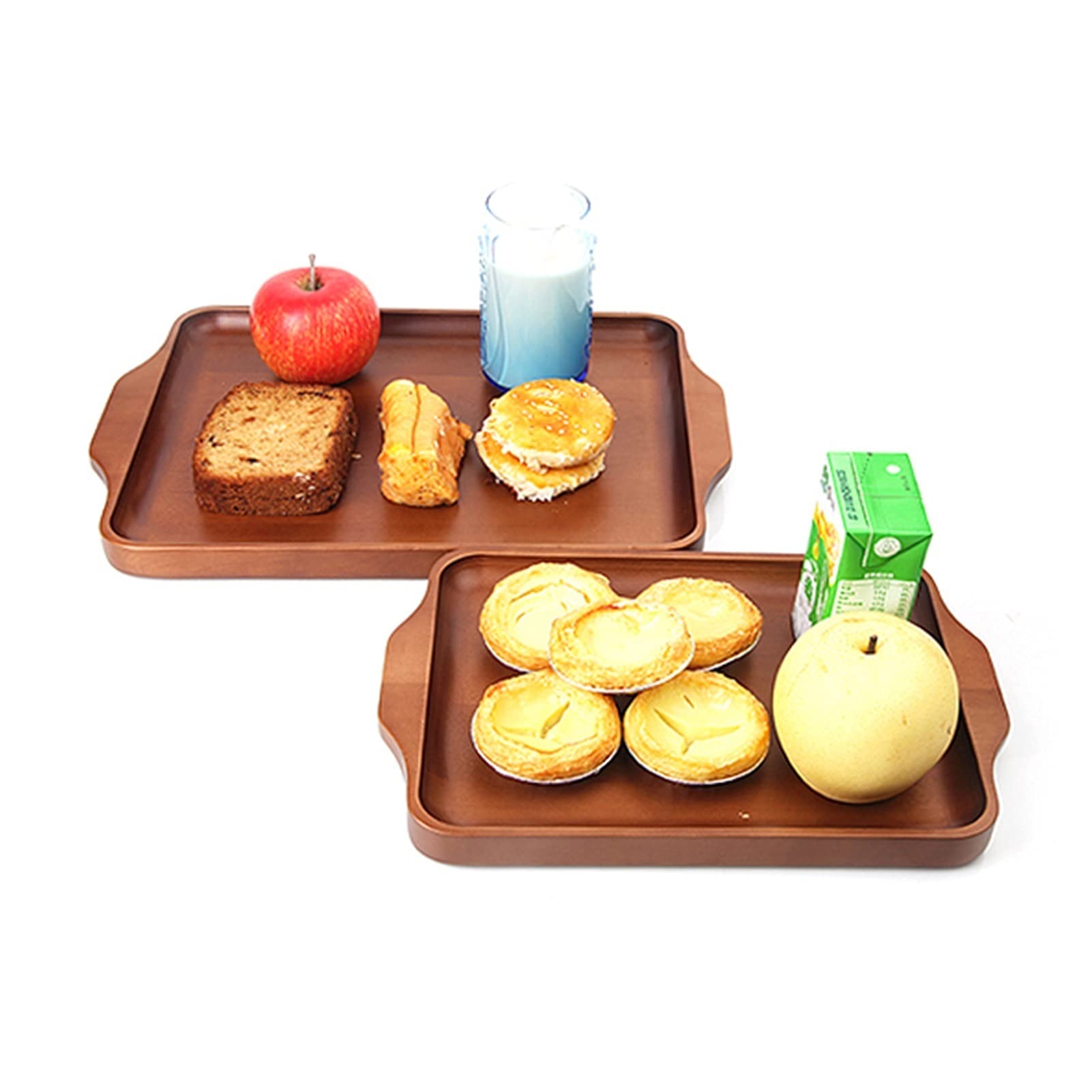 Bandeja Bandeja de servir y plato, placa de senderos de madera rectangular con bandeja de bocadillos de mango, bandeja de desayuno, decoración de granja con estilo Sirviendo platos Bandejas para Servi