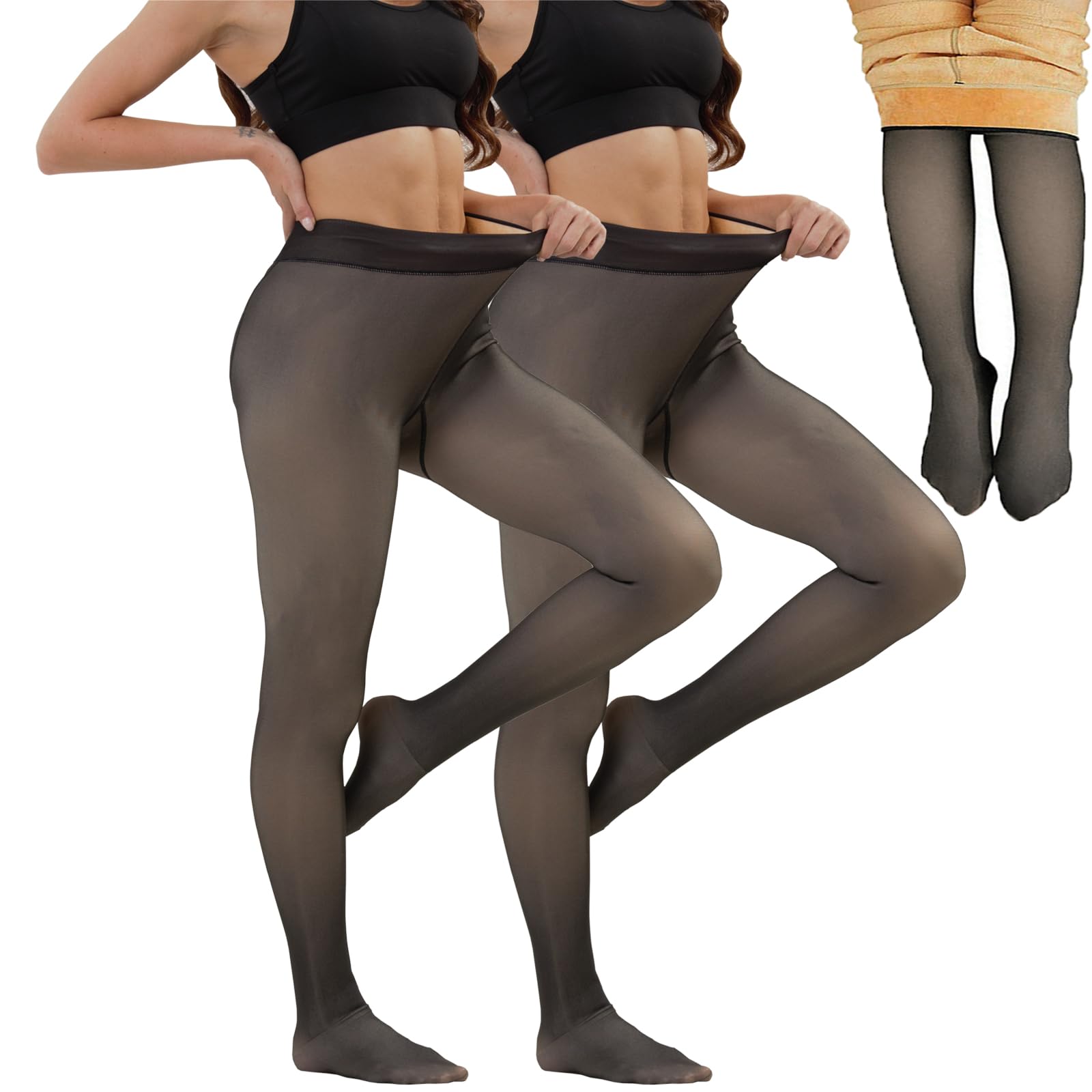 Merlvida Collant Felpati Donna Invernali - Taglie S-3XL | Calze Termiche Donna Effetto Trasparente | Leggings Termici in Pile Imbottito - Calzamaglia Termica Spessa e Calda