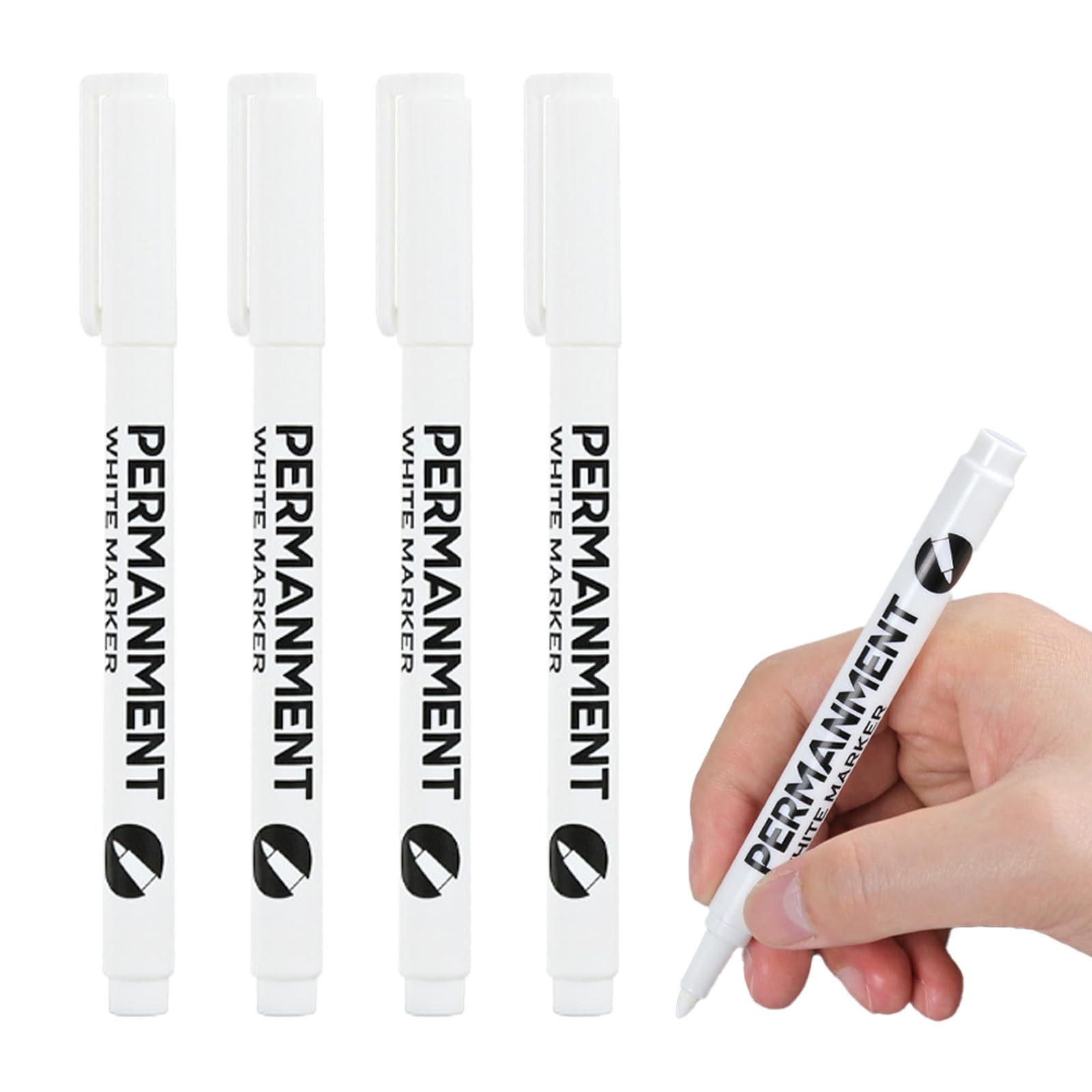 Sugeru®Rotulador Permanente Blanco,4 Rotulador Blanco,Rotuladores Acrilicos,Punta Redonda 1 mm,Resistentes al agua,secado rápido,para Dibujar Piedras, Madera, Vidrio, Lienzo, Rotulador Textil
