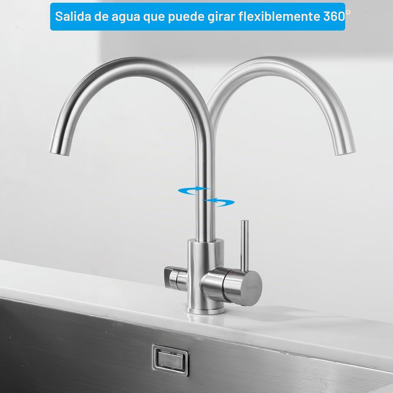 Grifo de Cocina con Interfaz de Lavavajillas 3/4", Cepillado