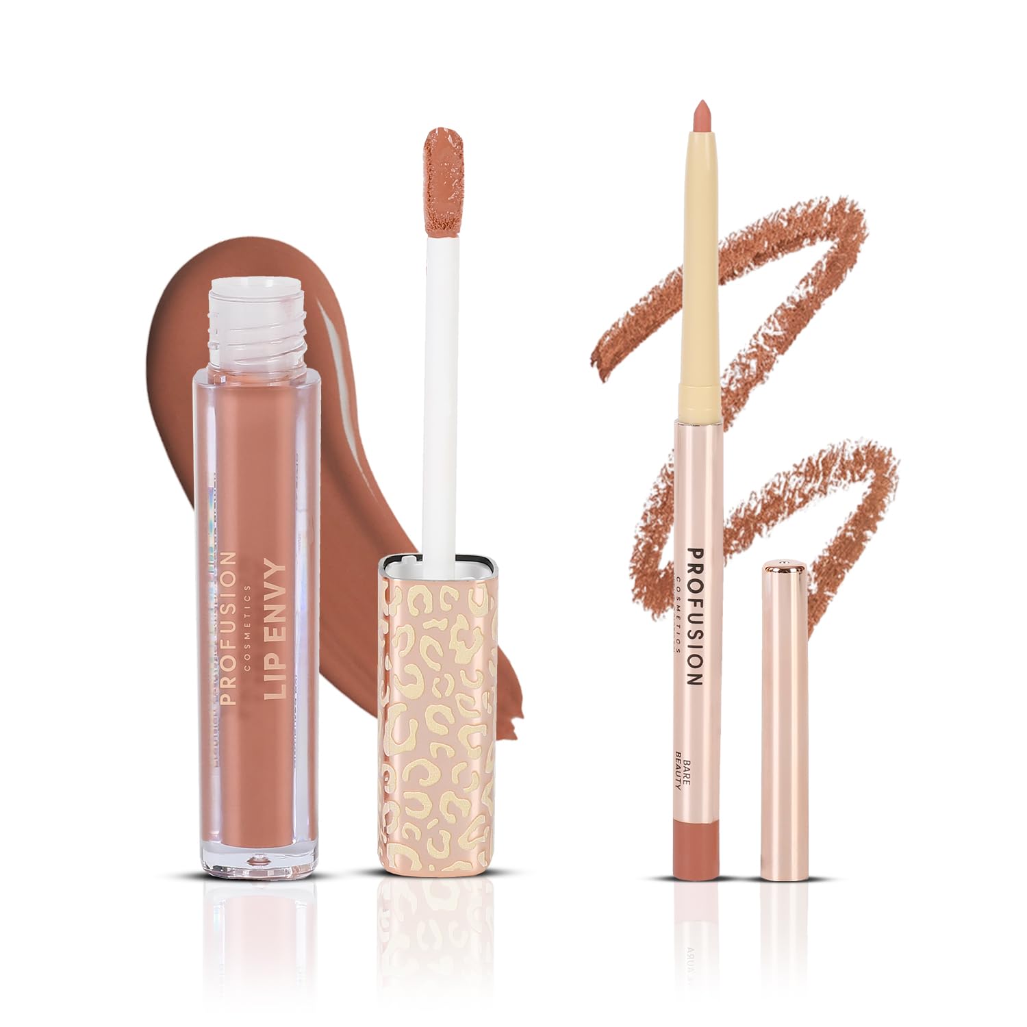 Profusion Cosmetics Lip Envy Bare Beauty Lip Gloss and Liner Set, Glossy Finish, Rich Pigment, Non-Sticky Formula, Lightweight Feel, Vegan Lip Makeup