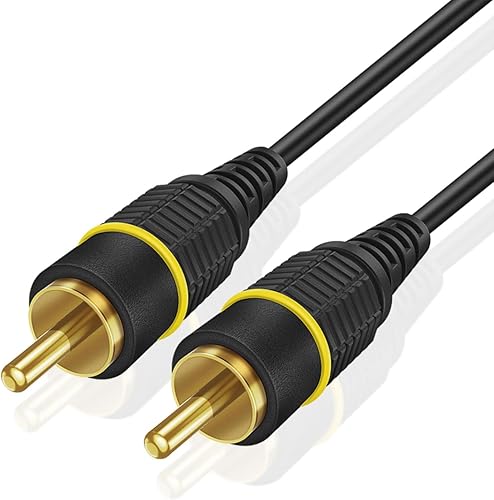 TNP Products Subwoofer SPDIF Audio Digital Coaxial RCA Cable de Video Compuesto (50 pies) - Chapado en Oro Doble Blindado RCA a RCA Macho Conectores