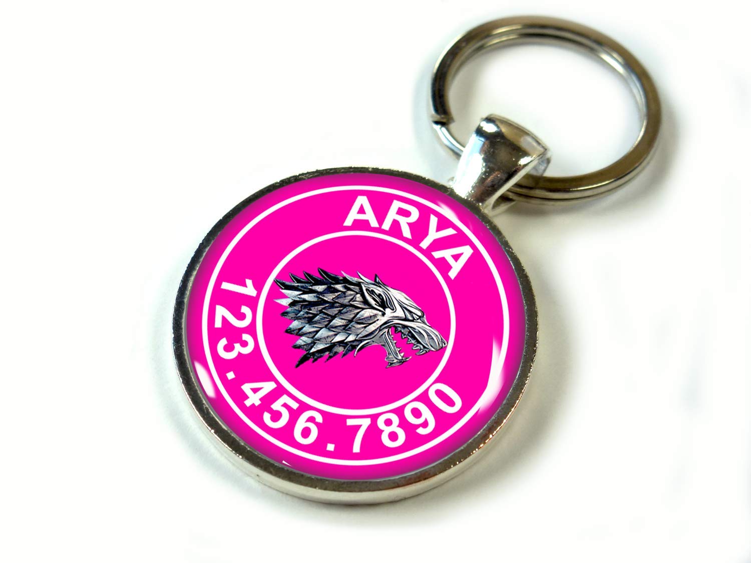 Amazon.com: Custom pet ID Tag Dog cat pet tag Game of Thrones Hot Pink  Stark Wolf SGL (Small 1”) : Pet Supplies