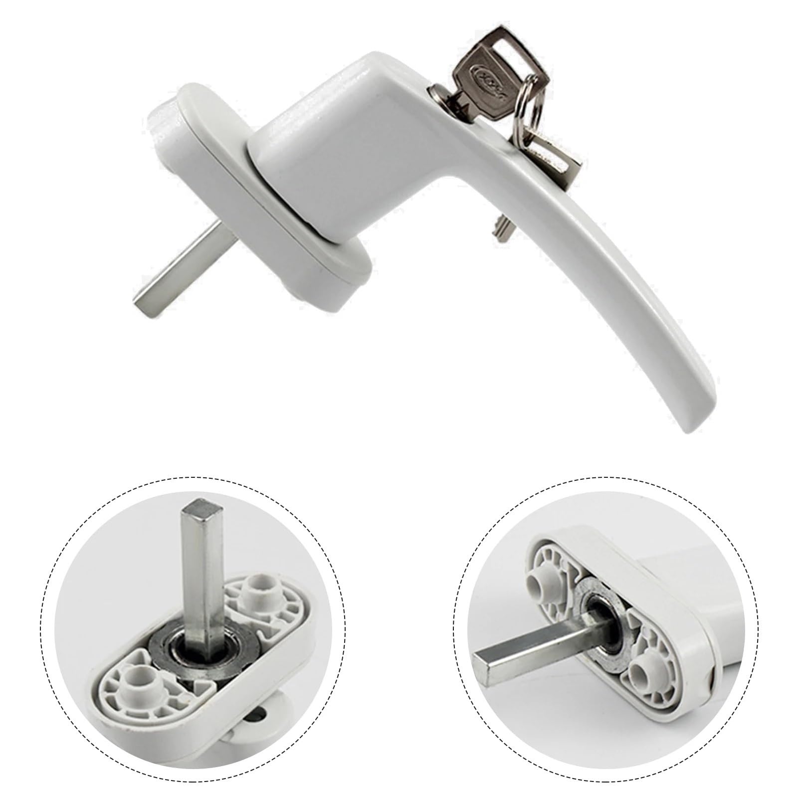 Zamki okienne, Klamka okienna aluminiowa zamykana okrągła biała 2 szt. 150 mm