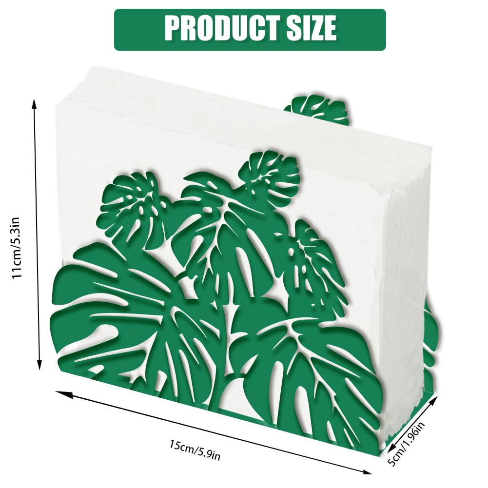 SUPERDANT Servilletero con diseño de hoja de tortuga para mesas, servilletero, hojas verdes, dispensador de servilletas, pañuelos de metal, práctico para encimeras de cocina, restaurantes