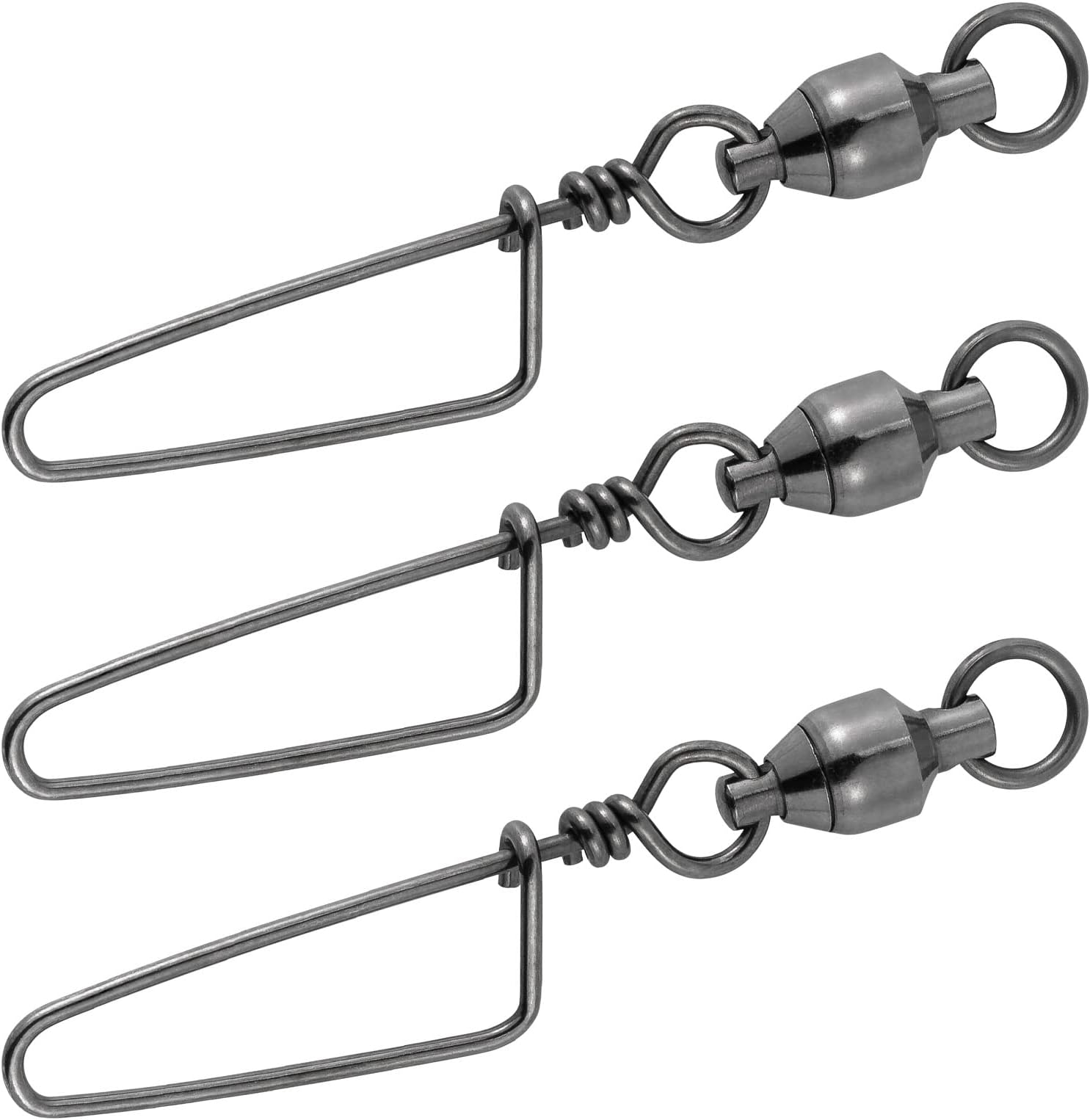Fishing Snap Swivels, High Strength Ball Bearing Swivel with Stainless Steel Coastlock Snap 26-503LB, Black Nickel Coating Corrosion Resistance Freshwater Saltwater Fishing Snaps Swivels