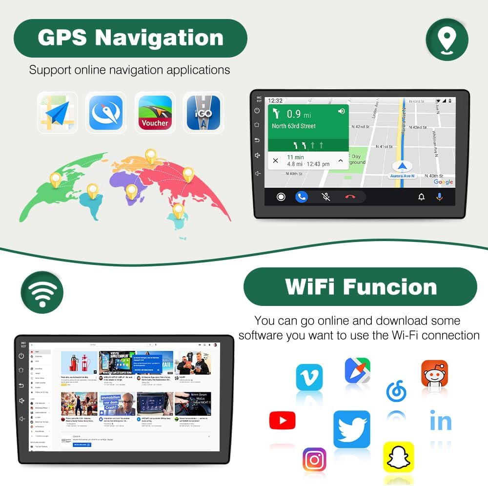 Junsun 4Core 64GB ROM Car Radio Stereo for Chevy Chevrolet Silverado 2007-2013 Tahoe Equinox GMC Sierra Yukon with Android 13 CarPlay Android Auto Bluetooth 5GHz WiFi