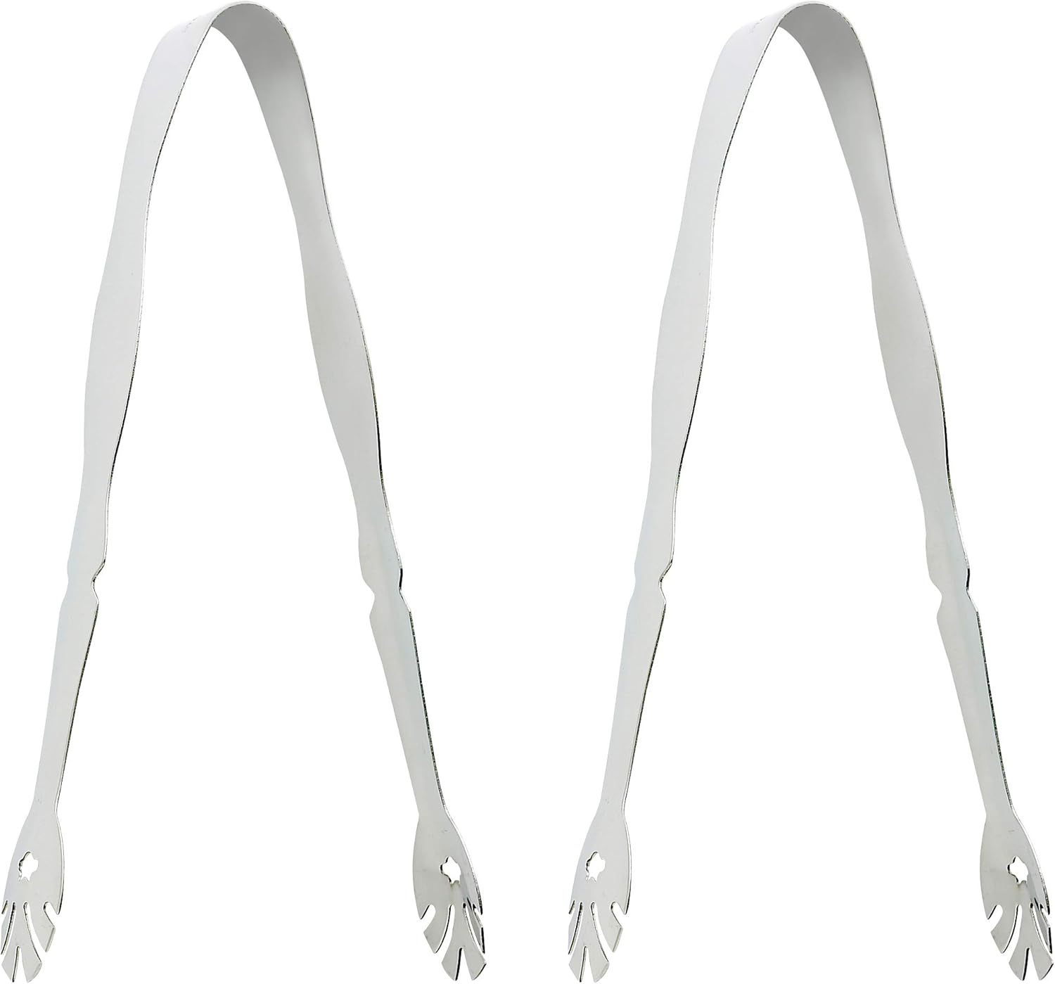 HIC Kitchen Ice Tong, Stainless Steel, Notched Handle for Use with Ice Buckets, 7.25-Inch, Set of 2