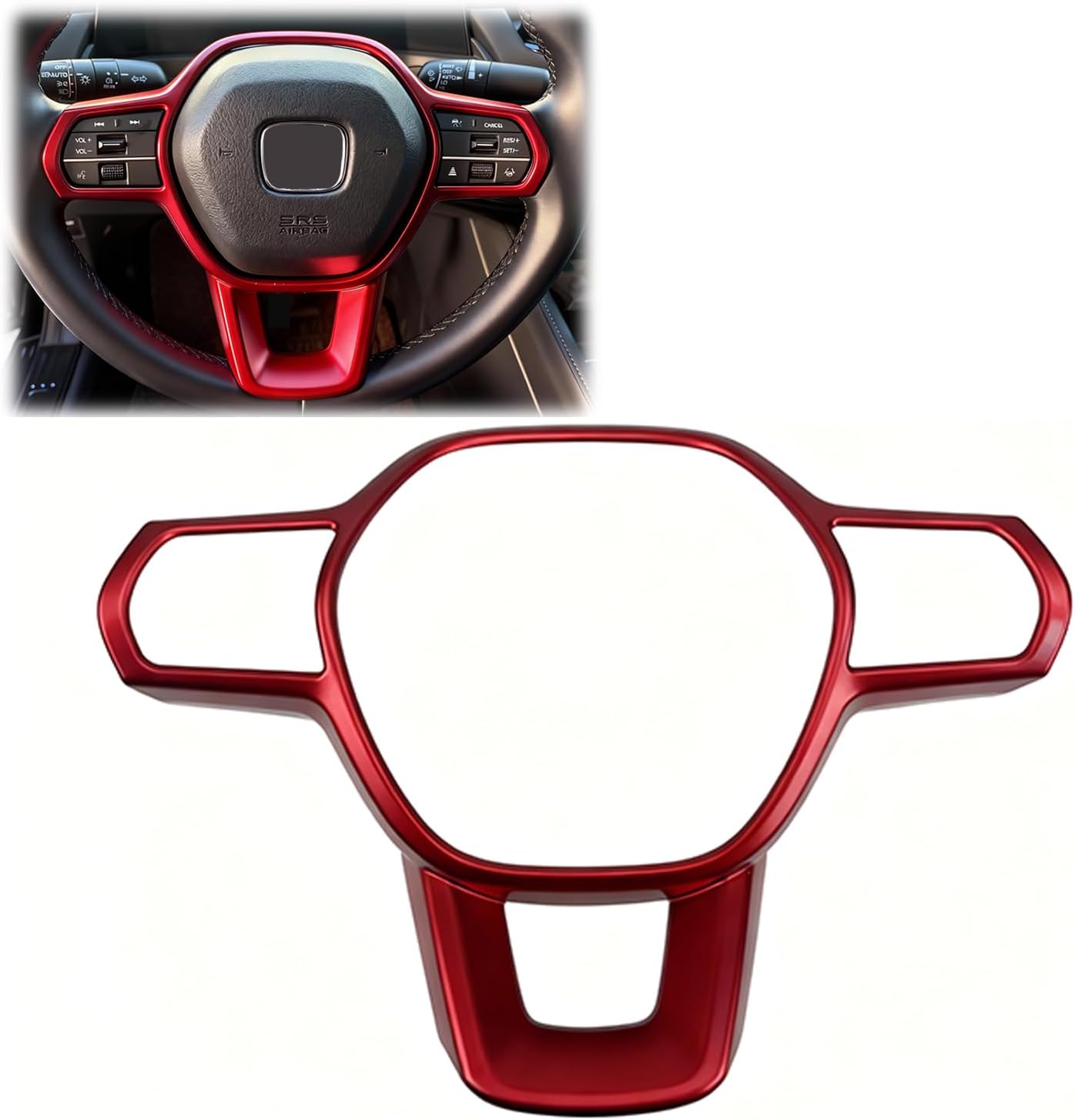 for Honda 11th Gen Civic 2022 2023 2024 2025 2026 for Honda Accord CRV CR-V HRV HR-V 2023 2024 2025 2026 Car Interior Steering Wheel Cover Trim Frame Accessories (Carbon Fiber)