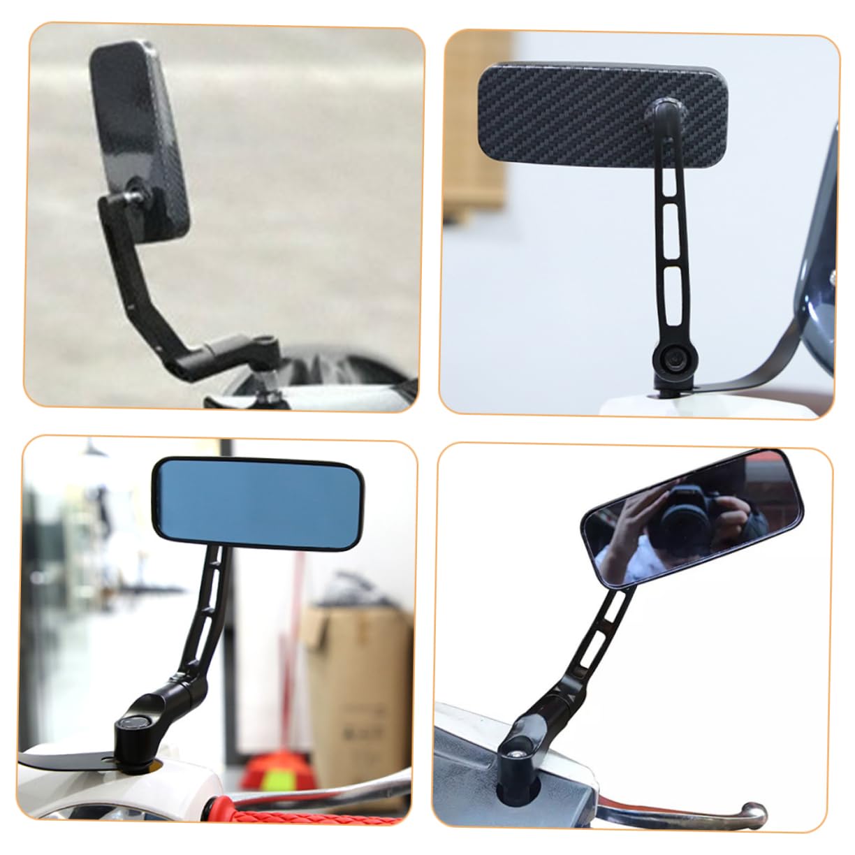 Specchietti Retrovisori Moto Neri in Lega di Alluminio | Moto ed Elettriche, Montaggio su Manubrio, Visione Ampia per Guida e Sicurezza Migliorata
