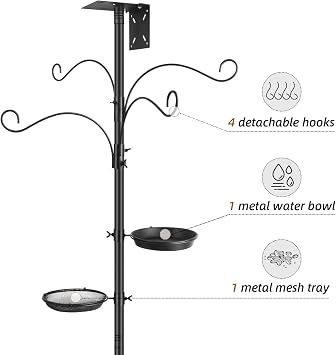 Bird Feeders Hanging Station, Heavy Duty Metal Bird Feeding Station, 232cm Tall Free Standing Multi Bird Feeder Pole Stand Hanger for Attracting Garden Wild Birds