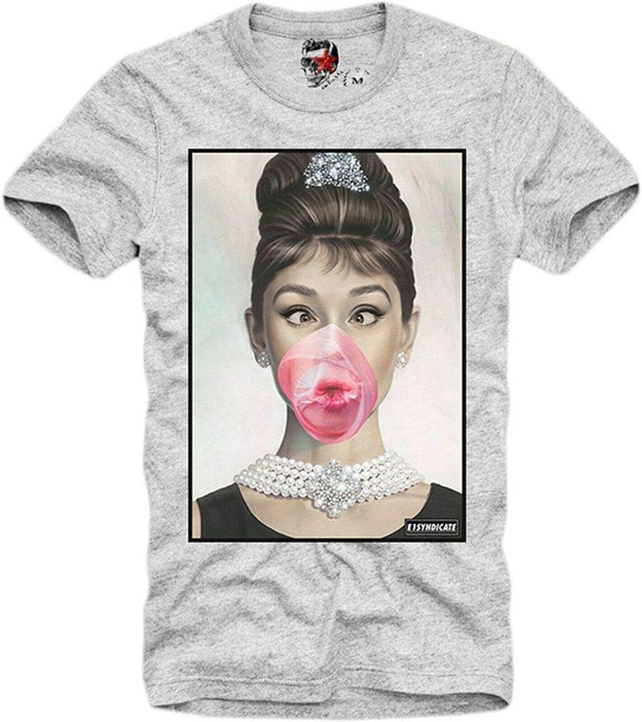 E1SYNDICATE T Shirt Audrey Hepburn Bubble Gum Undercover Palace 4Grey  X-Small : Clothing, Shoes & Jewelry - Amazon.com