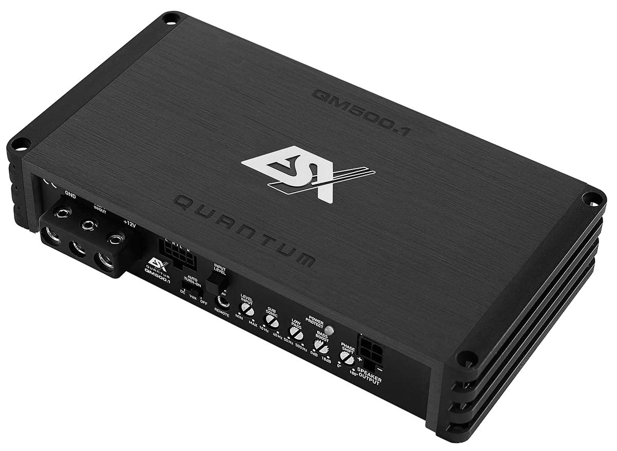 ESX QM500.1 | Mono Class D Mini Digital Verstärker 500 Watt RMS Ausgangsleistung in schwarz