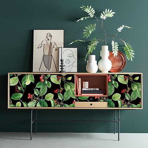 Miniatura 8 de Papel de contacto autoadhesivo película de vinilo de cereza roja papel de pared para paredes aparador cajones estantes armarios decoración extraíble