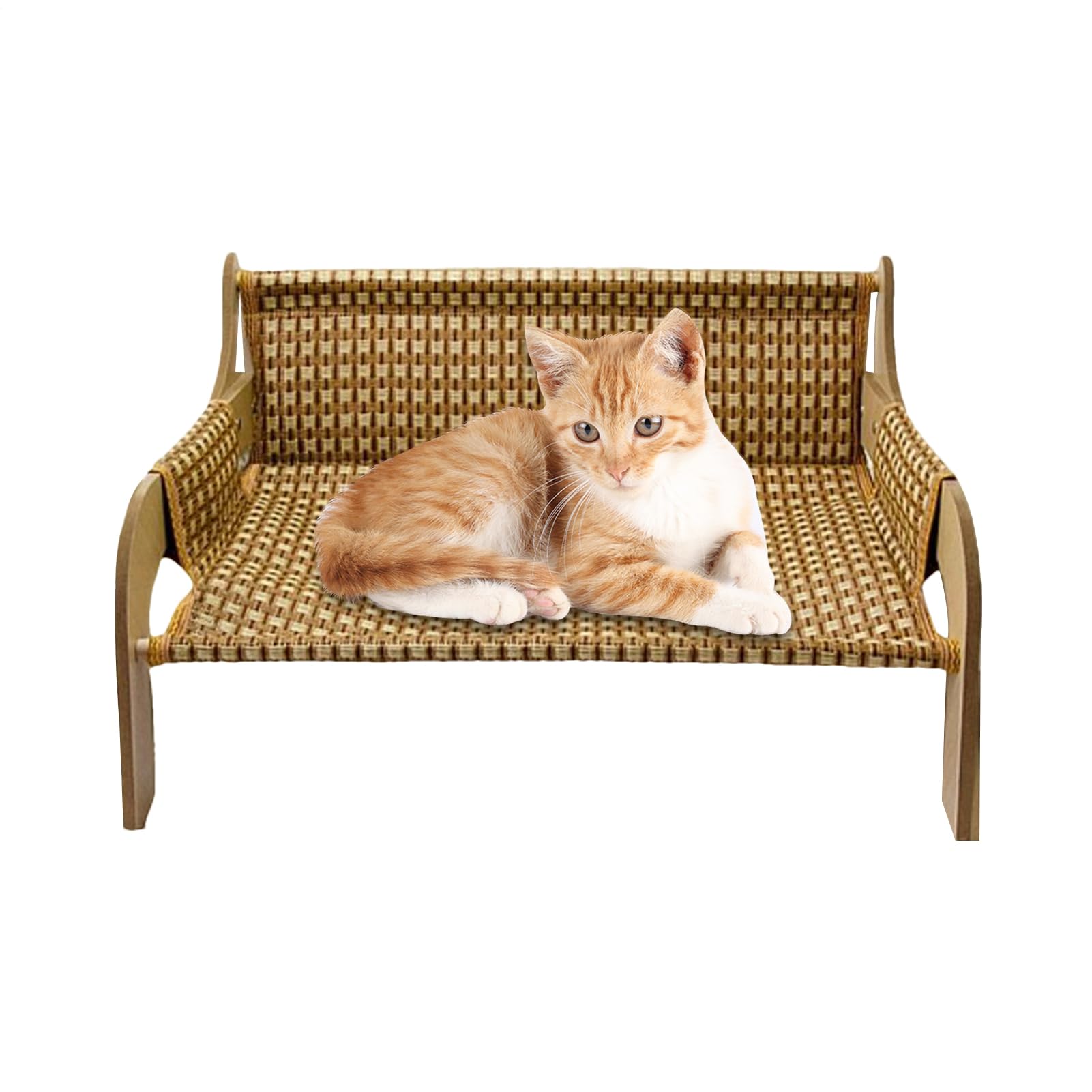 Cama Hamaca para Gatos - Estilo Sofá Elevado Tumbona para Mascotas De 52x42x29,5 Cm, ​​Sillón Refrescante De Tela Transpirable, Sofá Elevado para Cachorro Gatito | Muebles de Interior y Exterior para