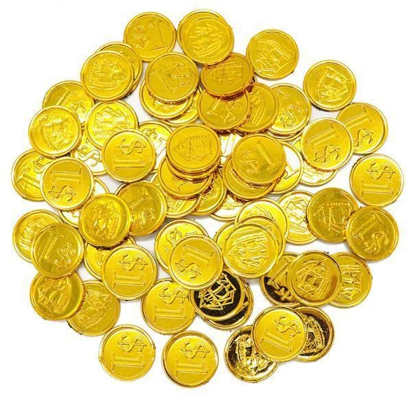 ATORSE Toy 2x100 Pcs Plastic Pirate Gold Play Toy Coins Birthday Party Favors Money Coin-Toys & Hobbies-Games-Game Pieces Parts-image-19