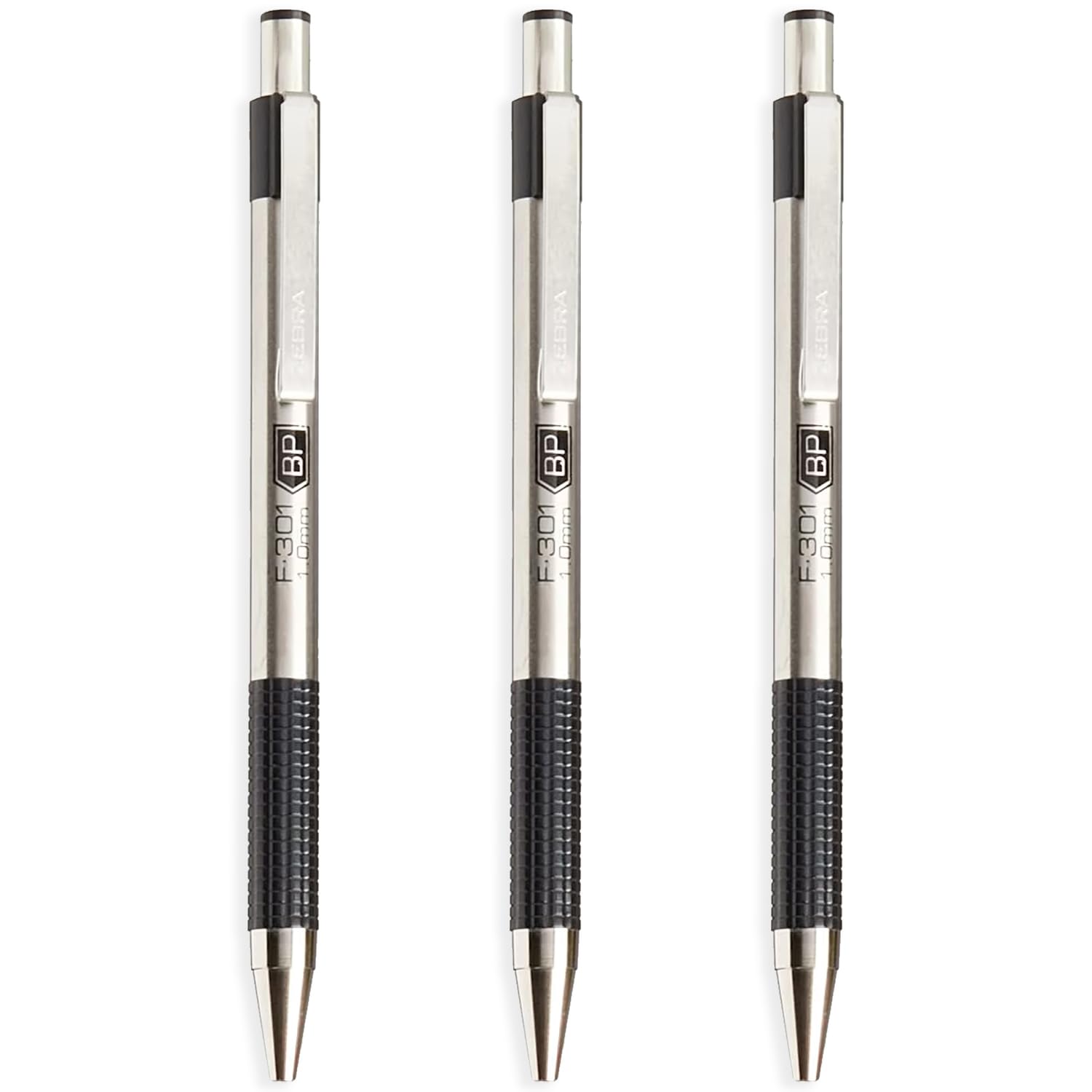 Zebra Pen Set Scrittura In Acciaio Inox: Portamine M-301 0,5mm E Penna A Sfera F-301 0,7mm, Corpo Metallico Leggero, Impugnatura Testurizzata