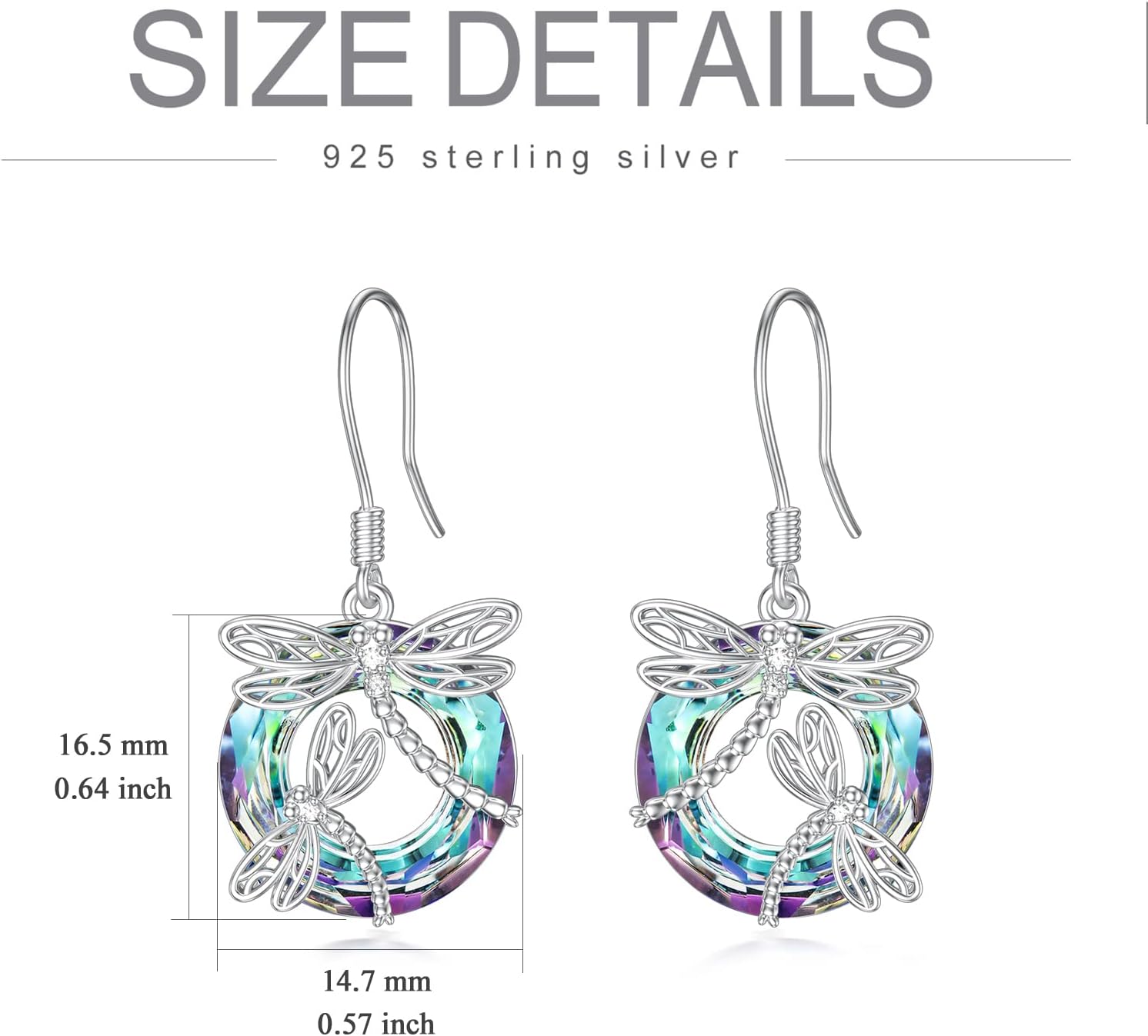 TOUPOP Dragonfly Gifts for Women Sterling Silver Dragonfly Earrings with Circle Crystal Dragonfly Dangle Drop Earrings Jewelry Gifts for Women Mom Birthday Christmas - Image 5