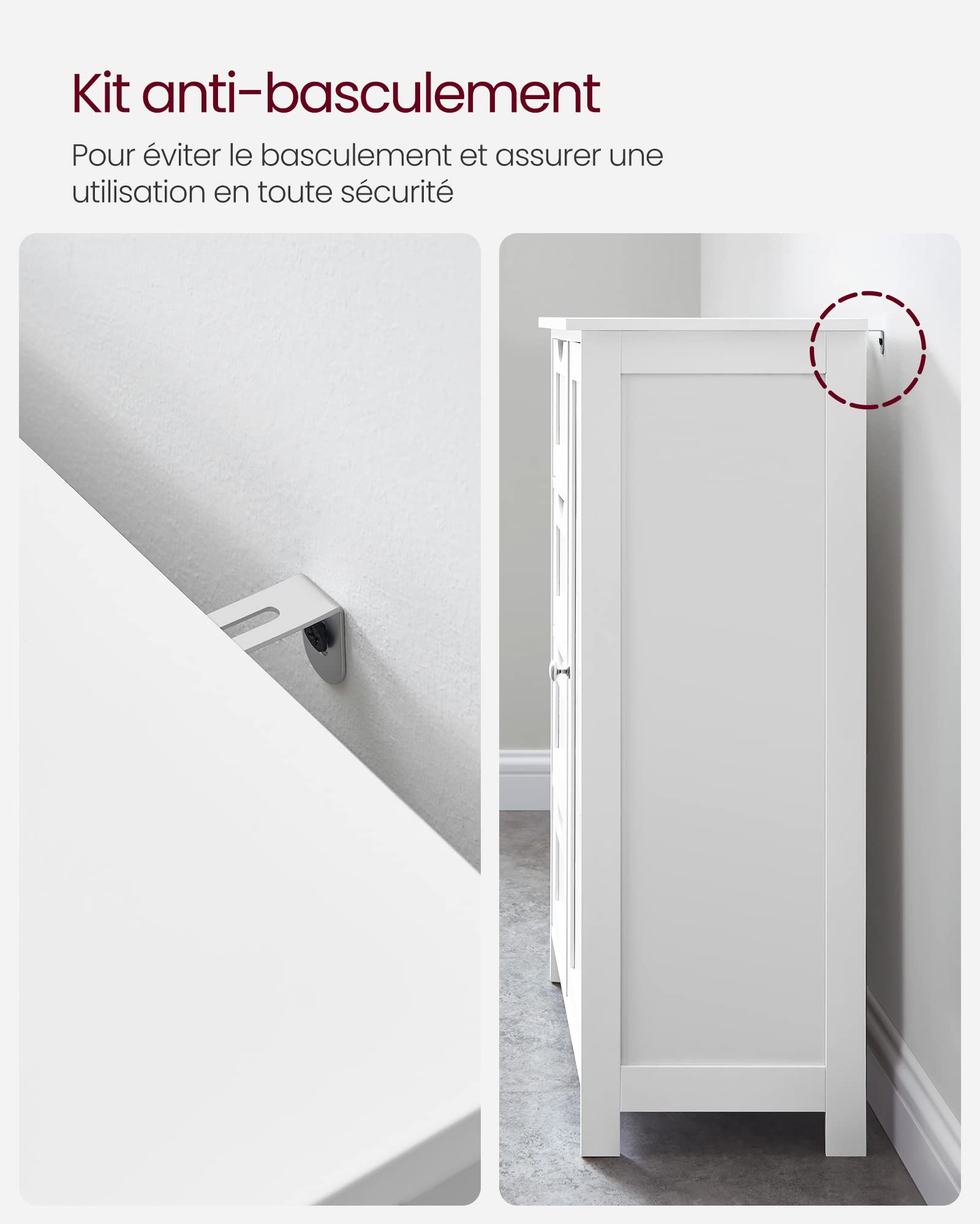 VASAGLE Meuble Salle de Bain Rangement, Commode, avec 4 Tiroirs