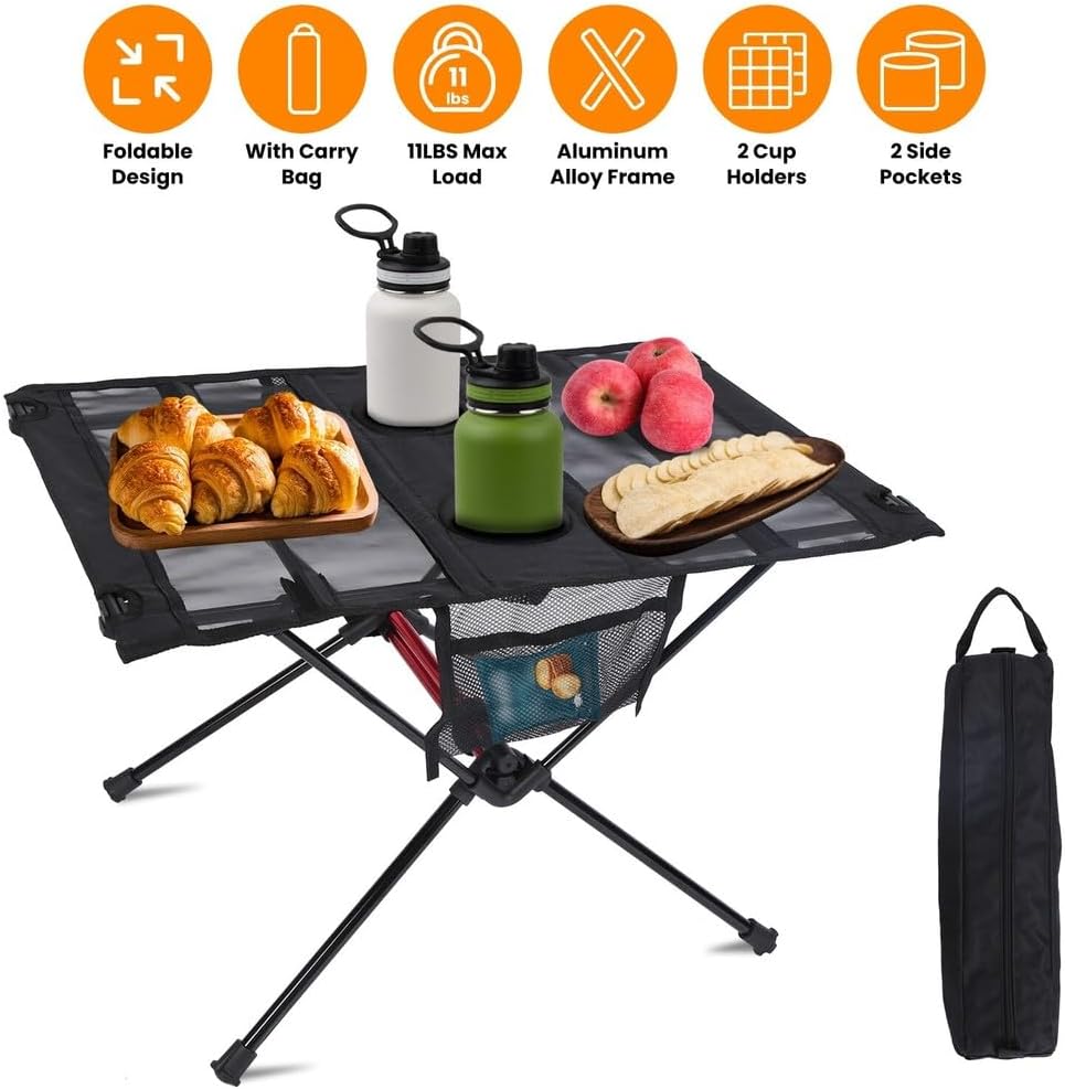Portable Camping Side Table with Carry Bag for Outdoor Cooking Picnic Beach BBQ